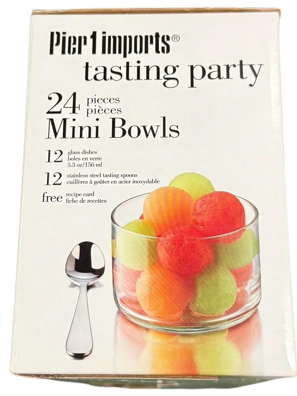 PIER 1 IMPORTS Tasting Party Mini Bowls 24 piece Glass Dishes & Spoons New